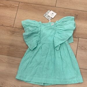 Kate Quinn girls puff sleeve Dress in Aqua
